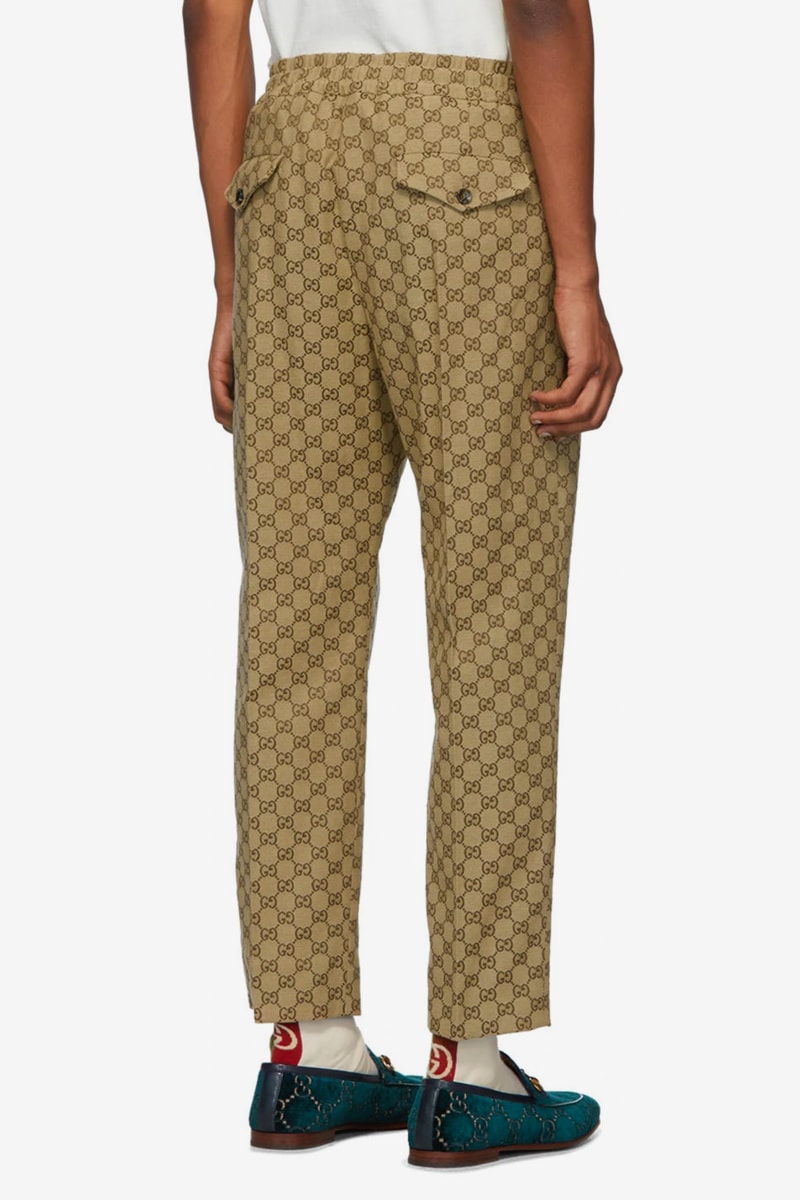 Gucci Brown GG Logo jacquard Suit & Patch Cap Release Info blazer jacket trousers joggers info price ssense buy now 