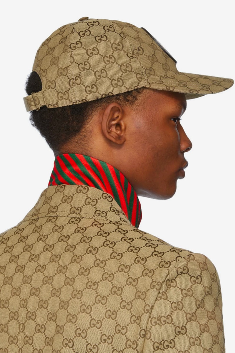 Gucci Brown GG Logo jacquard Suit & Patch Cap Release Info blazer jacket trousers joggers info price ssense buy now 