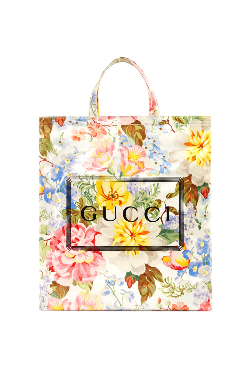 Gucci Menswear Tote Bags Runway Ad Campaing Coated Cotton Floral Check Box Print Pink Black Yellow Burgundy $790 USD Pre-Fall 2019