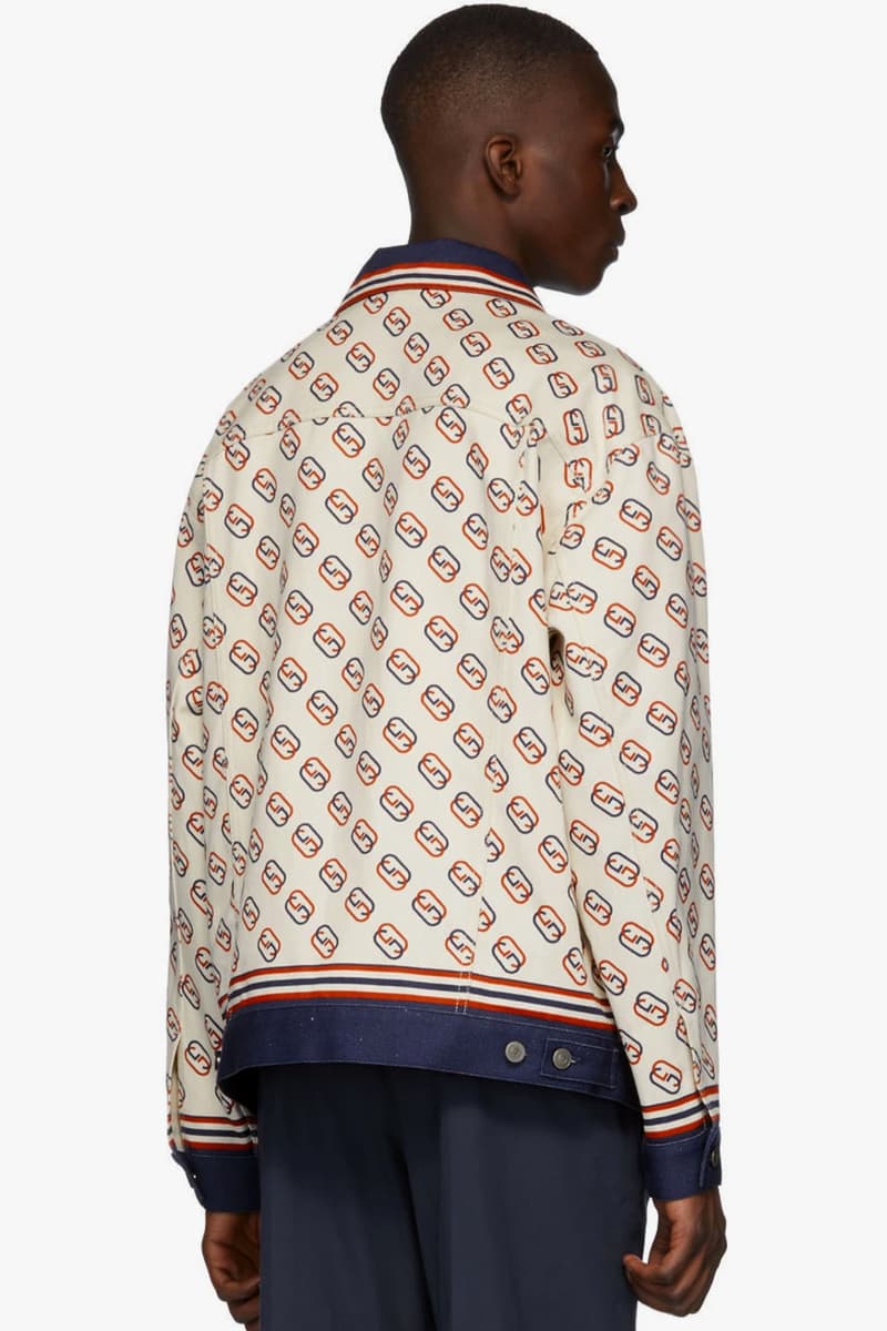 Gucci Red Blue GG Print Silk Shorts & Denim Jacket Release SSENSE Italian Gucci Jackets Shorts Luxury