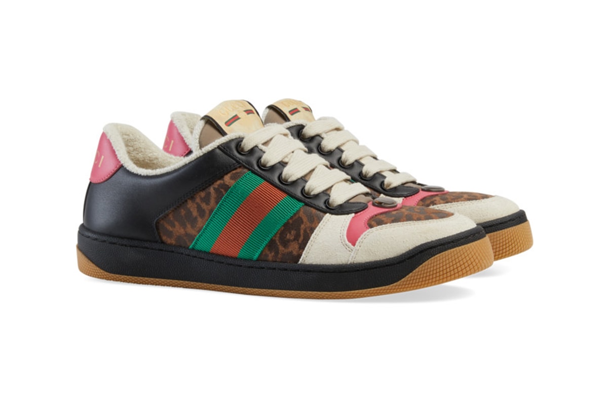 Gucci Screener Sneaker Leopard Release Online Exclusive pink green red Alessandro Michele 