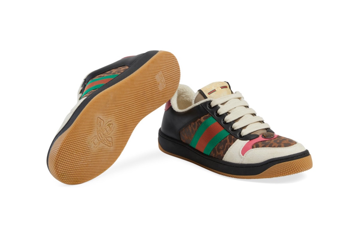 Gucci Screener Sneaker Leopard Release Online Exclusive pink green red Alessandro Michele 