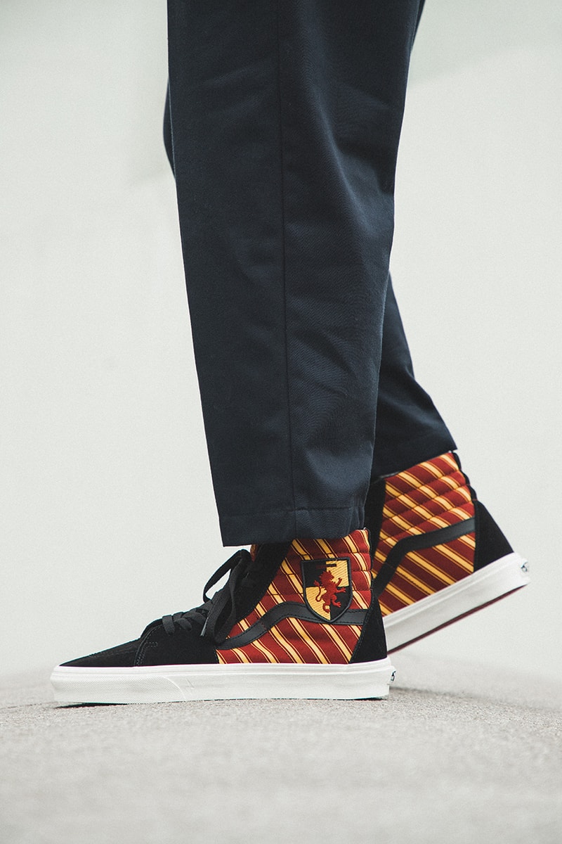 harry potter j k rowling vans era sk8-hi classic slip on authentic closer on foot look buy cop purchase hbx gryffindor slytherin daily prophet lightning bold blue green red yellow