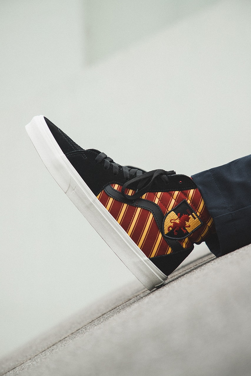 harry potter j k rowling vans era sk8-hi classic slip on authentic closer on foot look buy cop purchase hbx gryffindor slytherin daily prophet lightning bold blue green red yellow
