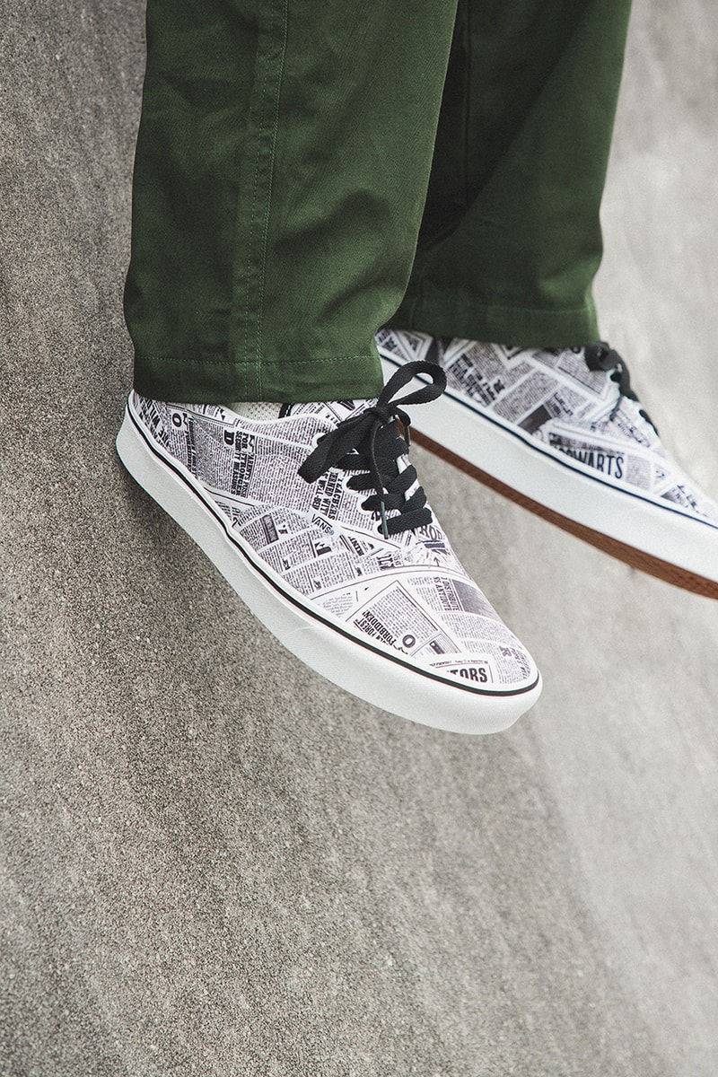 harry potter j k rowling vans era sk8-hi classic slip on authentic closer on foot look buy cop purchase hbx gryffindor slytherin daily prophet lightning bold blue green red yellow