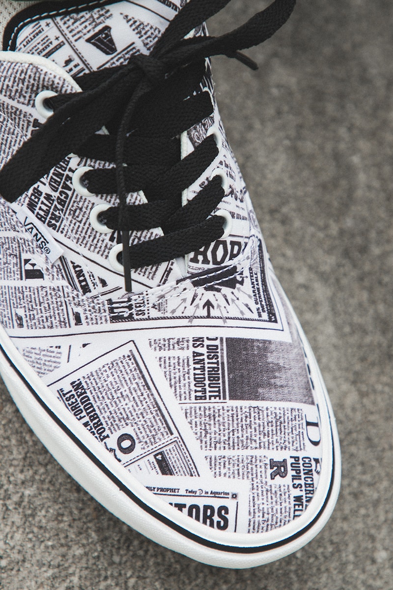harry potter j k rowling vans era sk8-hi classic slip on authentic closer on foot look buy cop purchase hbx gryffindor slytherin daily prophet lightning bold blue green red yellow