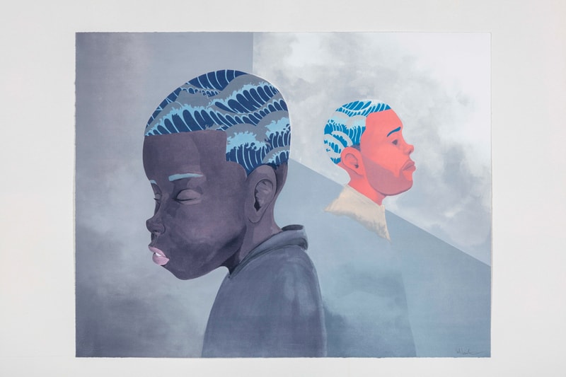 hebru brantley two men sporting waves lithograph print them all galerie des bains artworks 