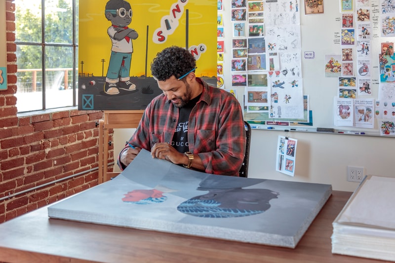 hebru brantley two men sporting waves lithograph print them all galerie des bains artworks 