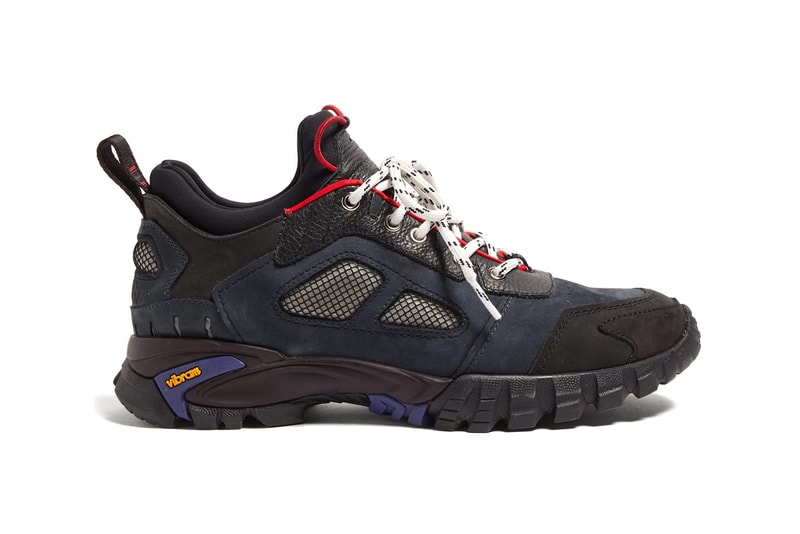 heron preston security leather sneakers fall winter 2019 low top trainers release navy blue white colorway 