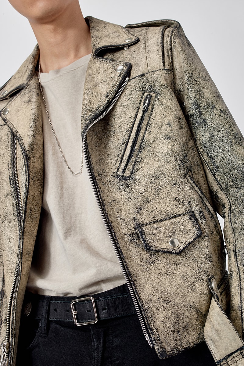 john elliott blackmeans leather distressed riders jacket indigo grey colorways pre fall 2019 june 6 release date info melrose