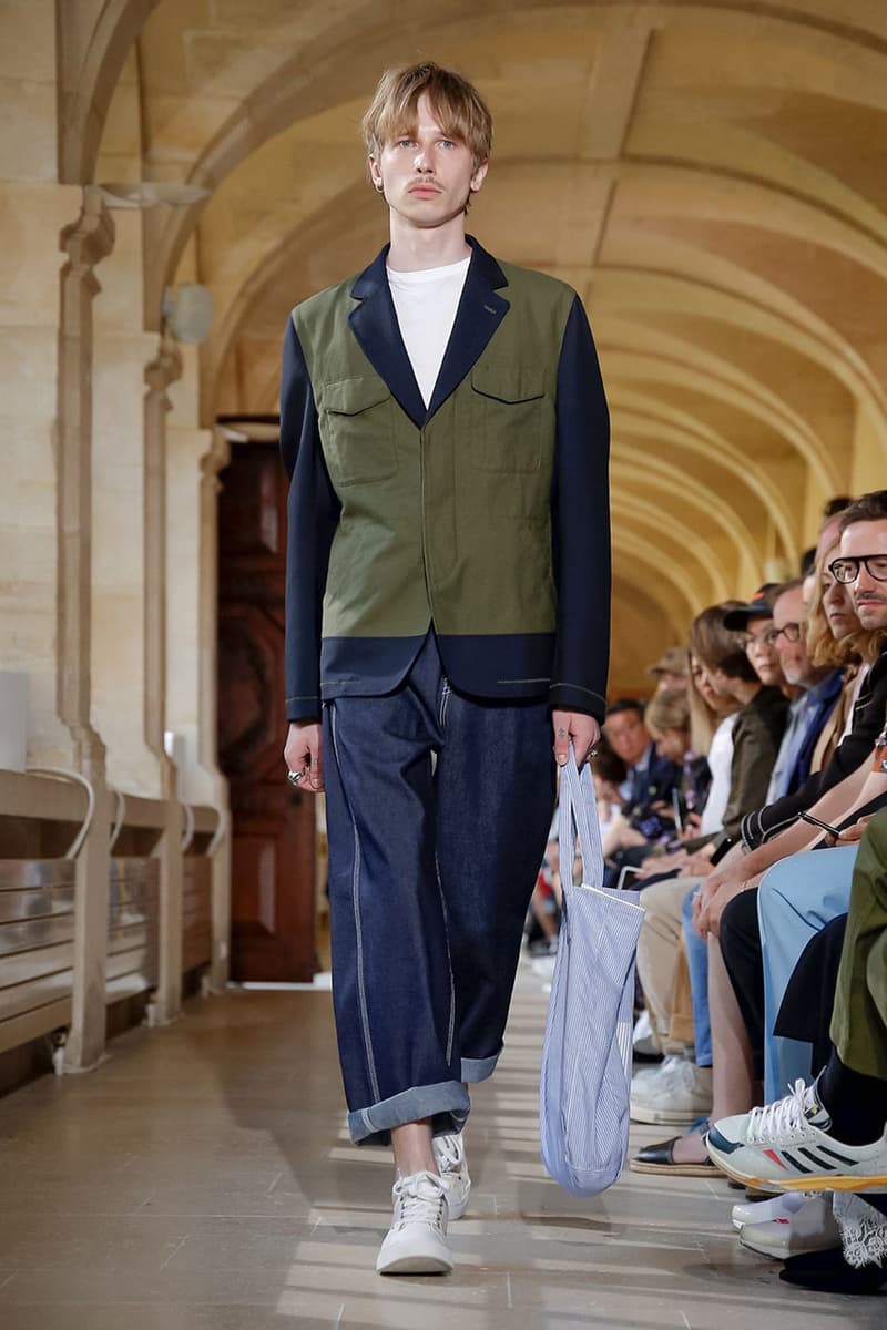 Junya Watanabe Spring Summer 2020 Paris Fashion Week Men's SS20 Runway Presentation Menswear Looks New Balance Sneaker Collaboration Levi's Jacket Denim Carhartt Amsterdam Tulip Museum St. John Real Review Civilisation