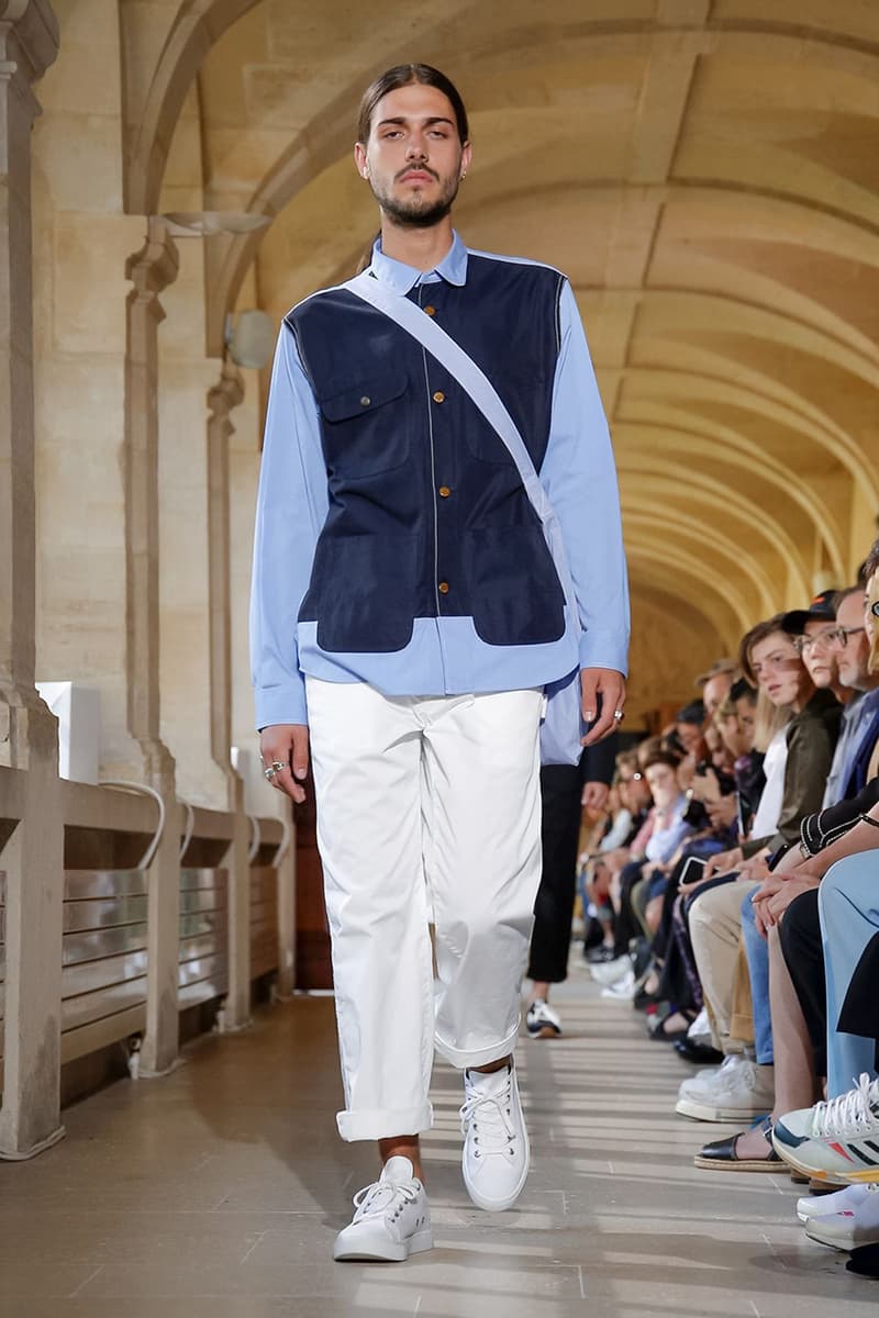 Junya Watanabe Spring Summer 2020 Paris Fashion Week Men's SS20 Runway Presentation Menswear Looks New Balance Sneaker Collaboration Levi's Jacket Denim Carhartt Amsterdam Tulip Museum St. John Real Review Civilisation