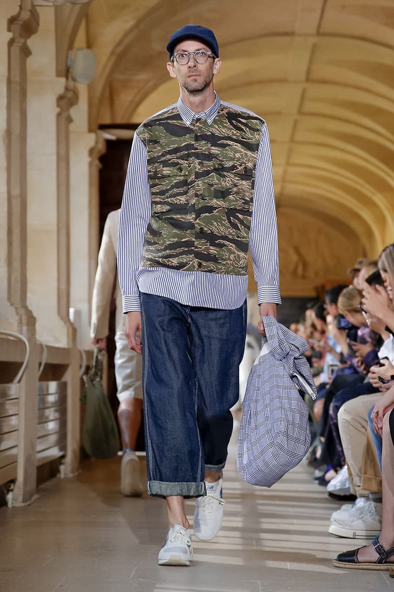 Junya Watanabe Spring Summer 2020 Paris Fashion Week Men's SS20 Runway Presentation Menswear Looks New Balance Sneaker Collaboration Levi's Jacket Denim Carhartt Amsterdam Tulip Museum St. John Real Review Civilisation