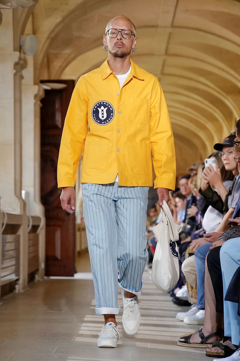 Junya Watanabe Spring Summer 2020 Paris Fashion Week Men's SS20 Runway Presentation Menswear Looks New Balance Sneaker Collaboration Levi's Jacket Denim Carhartt Amsterdam Tulip Museum St. John Real Review Civilisation