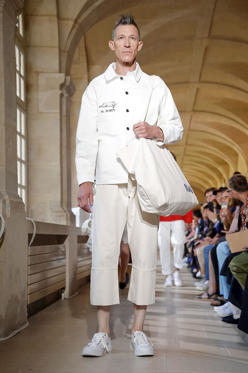 Junya Watanabe Spring Summer 2020 Paris Fashion Week Men's SS20 Runway Presentation Menswear Looks New Balance Sneaker Collaboration Levi's Jacket Denim Carhartt Amsterdam Tulip Museum St. John Real Review Civilisation