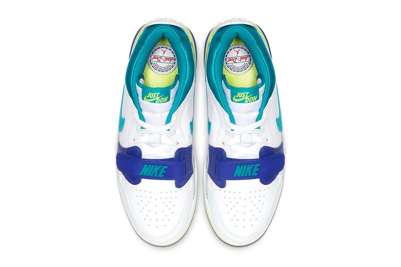 Just Don x Jordan Legacy 312 Low Release Info don c streetwear designer indian brand basketball shoes sneakers silhouette volt teal jumpman