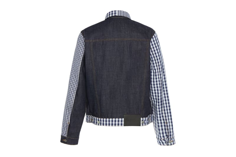 JW Anderson Patchwork Gingham Denim Jacket asymmetrical white navy check tailored jonathan anderson UK british label FW19