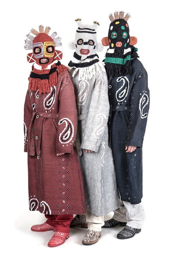 KAPITAL Fall Winter 2019 Collection Paisley deconstructed denim indigo patchwork knitwear drab boro baggy pants Japanese label