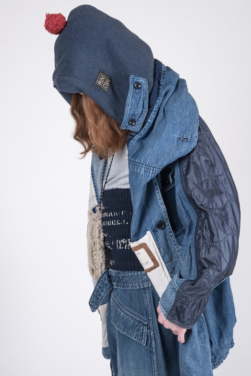 KAPITAL Fall Winter 2019 Collection Paisley deconstructed denim indigo patchwork knitwear drab boro baggy pants Japanese label