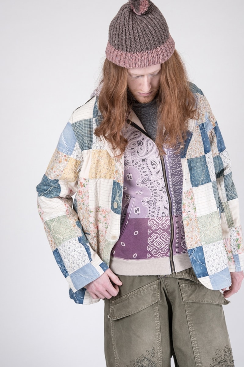 KAPITAL Fall Winter 2019 Collection Paisley deconstructed denim indigo patchwork knitwear drab boro baggy pants Japanese label