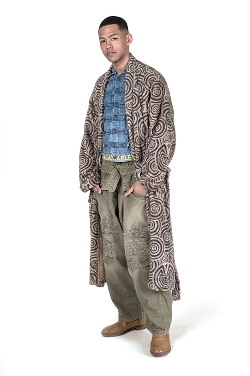 KAPITAL Fall Winter 2019 Collection Paisley deconstructed denim indigo patchwork knitwear drab boro baggy pants Japanese label