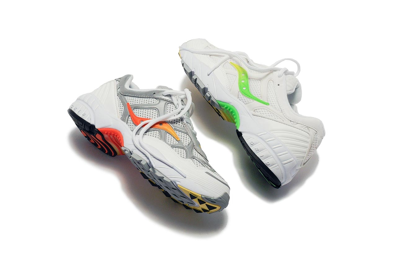 KITH x Saucony Grid Web Sneaker Collaboration Release colorways drop info june 28 2019 white silver orange green neon 3m ronnie fieg spring summer 2019 ss19