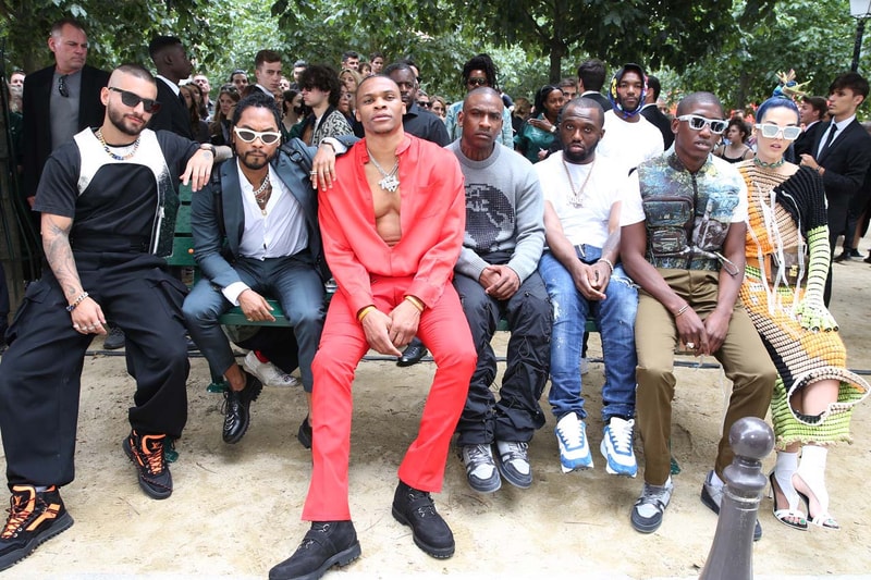 Louis Vuitton Spring/Summer 2020 Celebrity Guests ss20 paris fashion week pfw celebrity attendees gigi hadid skepta miguel virgil abloh gong yoo j.balvin shuhei lash russell westbrook lewis hamilton ben harper antoine arnault bernaud cam newtown joel edgerton karrueche tran dan carter