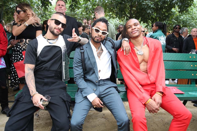 Louis Vuitton Spring/Summer 2020 Celebrity Guests ss20 paris fashion week pfw celebrity attendees gigi hadid skepta miguel virgil abloh gong yoo j.balvin shuhei lash russell westbrook lewis hamilton ben harper antoine arnault bernaud cam newtown joel edgerton karrueche tran dan carter