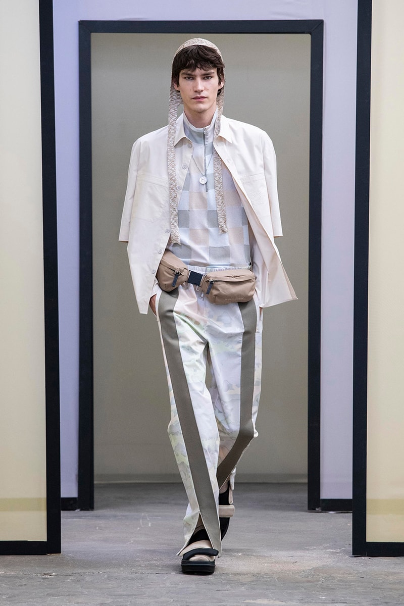 Maison Kitsuné Paris Fashion Week Men's Spring/Summer 2020 SS20 Collection Runway Looks Pastel Neon Fox Logo Branding KHROMIS Eyewear Sebago Michel Vivien Footwear Collaborations Yuni Ahn Creative Director 