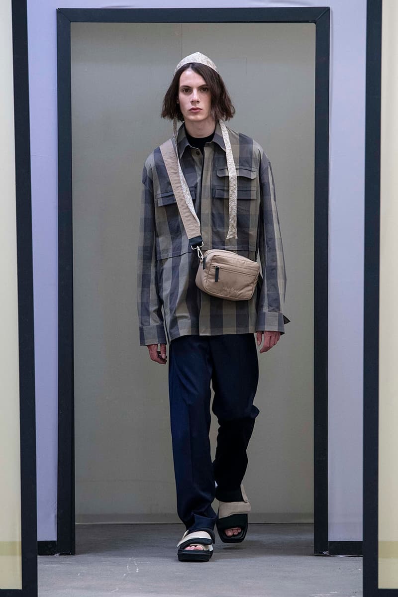 Maison Kitsuné Paris Fashion Week Men's Spring/Summer 2020 SS20 Collection Runway Looks Pastel Neon Fox Logo Branding KHROMIS Eyewear Sebago Michel Vivien Footwear Collaborations Yuni Ahn Creative Director
