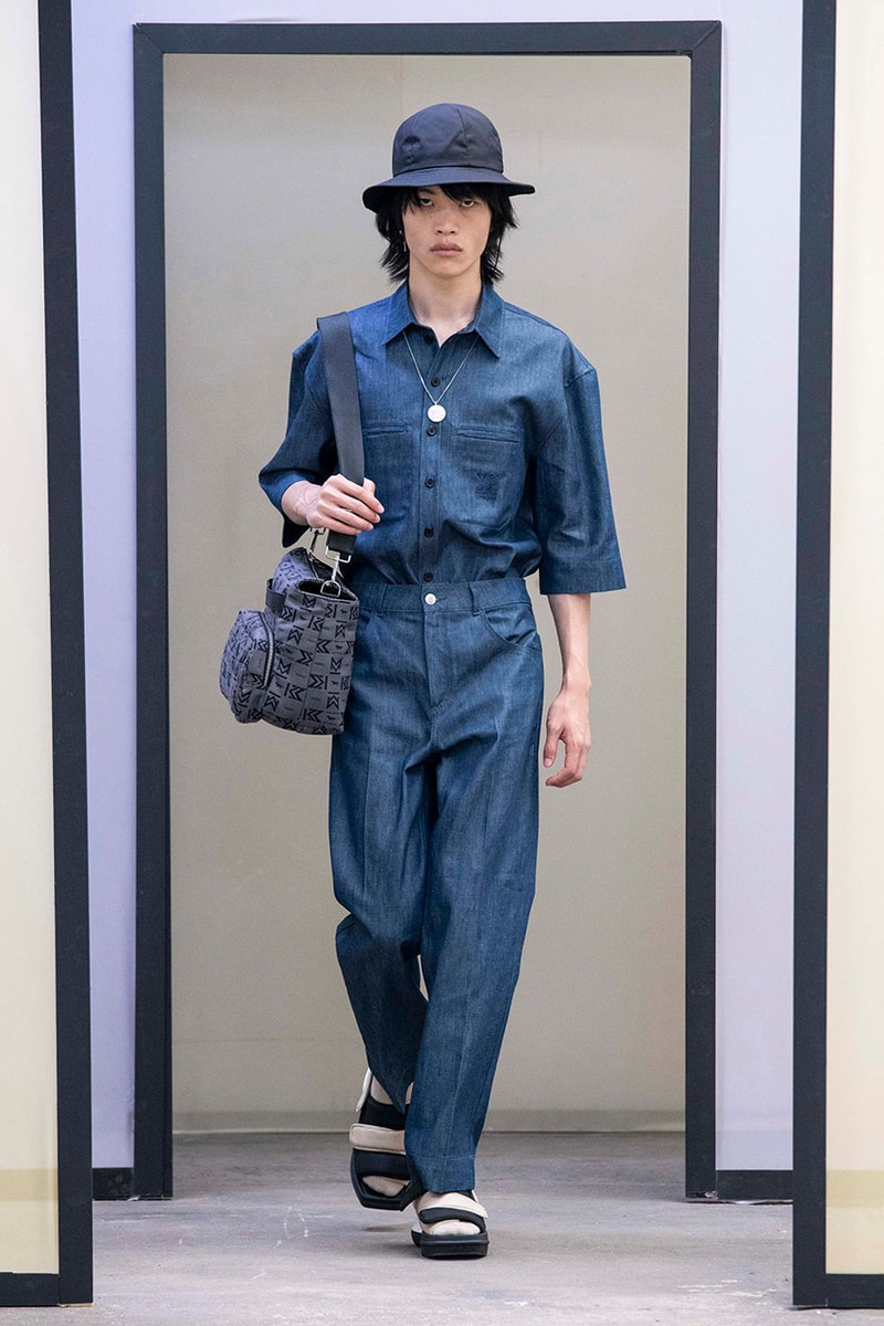 Maison Kitsuné Paris Fashion Week Men's Spring/Summer 2020 SS20 Collection Runway Looks Pastel Neon Fox Logo Branding KHROMIS Eyewear Sebago Michel Vivien Footwear Collaborations Yuni Ahn Creative Director 