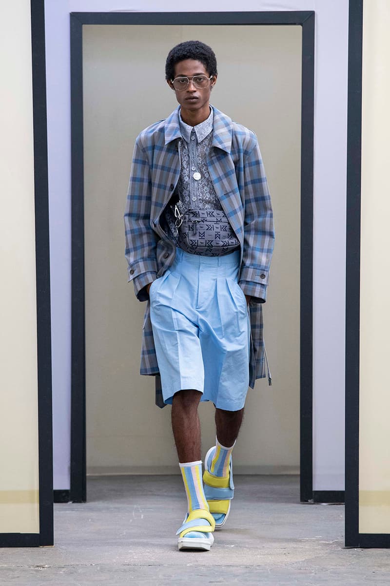 Maison Kitsuné Paris Fashion Week Men's Spring/Summer 2020 SS20 Collection Runway Looks Pastel Neon Fox Logo Branding KHROMIS Eyewear Sebago Michel Vivien Footwear Collaborations Yuni Ahn Creative Director 