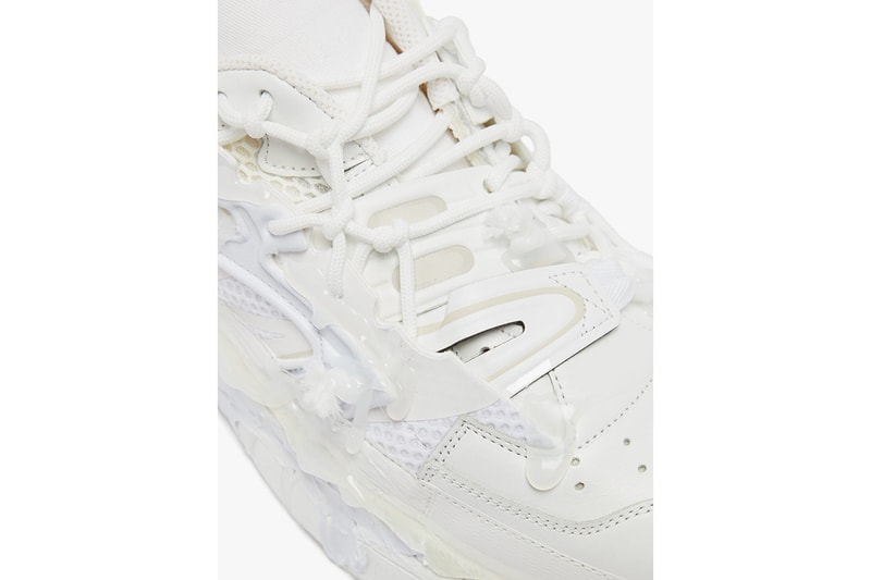 Maison Margiela Fusion Sneakers Triple White Glue Rubber Distressed Carbon Fibre leather mesh trainers MATCHESFASHION.com Cop Online Now Drop Release Information High End Pre Fall 2019