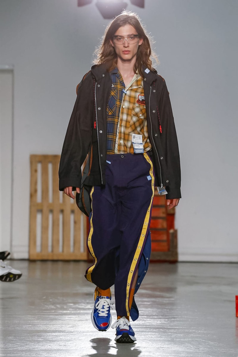 Maison Mihara Yasuhiro Spring Summer 2020 Collection Paris Fashion Week Melting sneakers deconstruction jackets runway fashion biker jacket flames plaid 