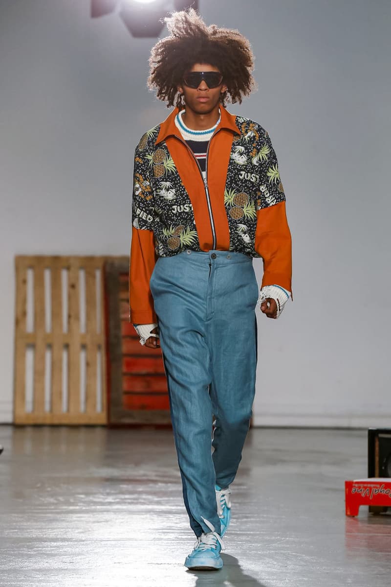 Maison Mihara Yasuhiro Spring Summer 2020 Collection Paris Fashion Week Melting sneakers deconstruction jackets runway fashion biker jacket flames plaid 