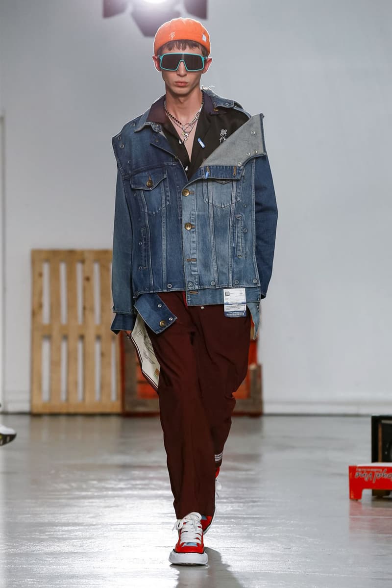 Maison Mihara Yasuhiro Spring Summer 2020 Collection Paris Fashion Week Melting sneakers deconstruction jackets runway fashion biker jacket flames plaid 