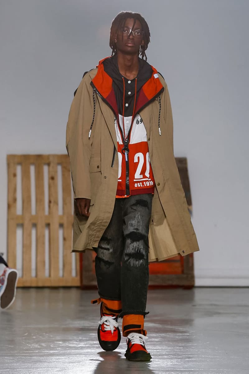 Maison Mihara Yasuhiro Spring Summer 2020 Collection Paris Fashion Week Melting sneakers deconstruction jackets runway fashion biker jacket flames plaid 