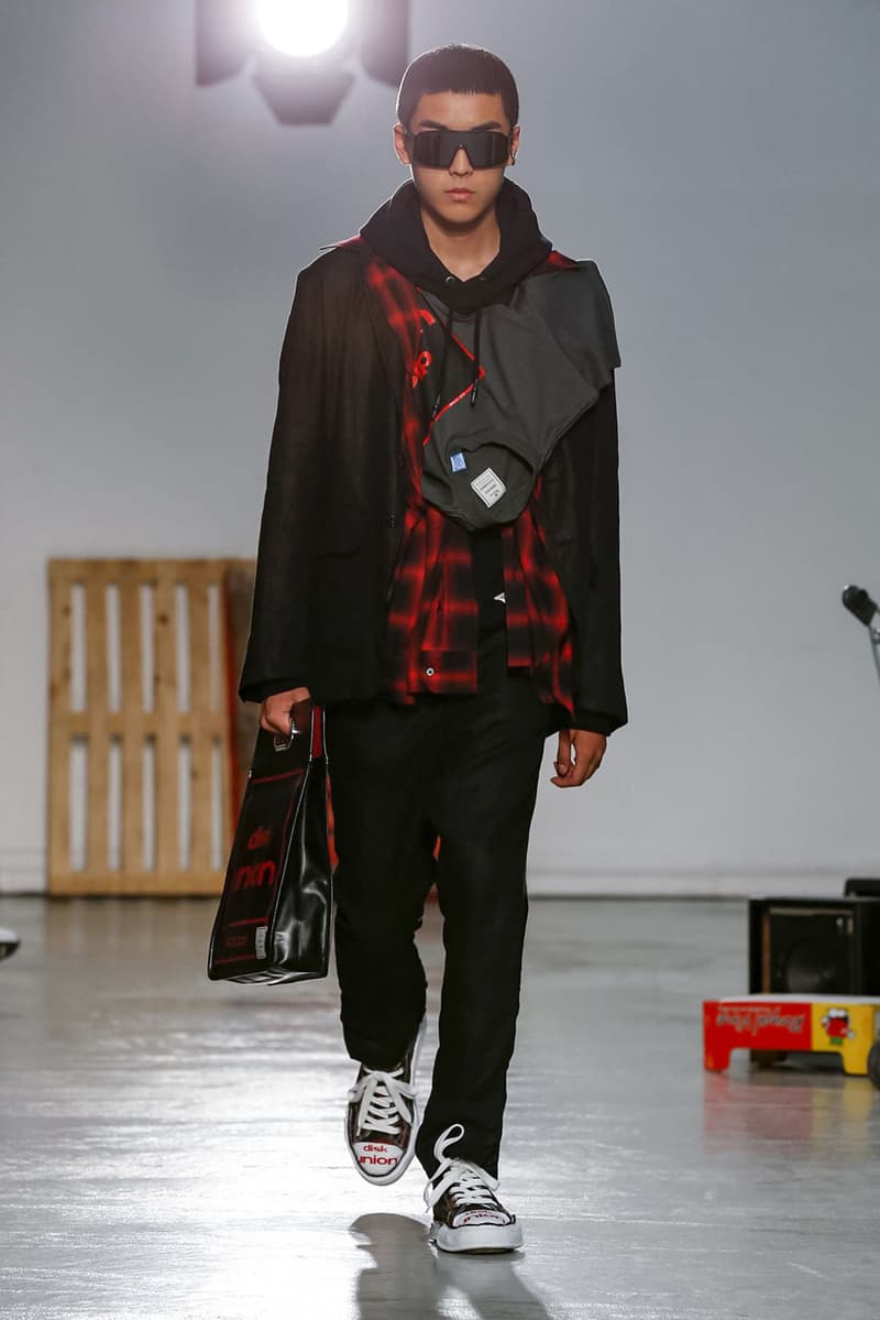 Maison Mihara Yasuhiro Spring Summer 2020 Collection Paris Fashion Week Melting sneakers deconstruction jackets runway fashion biker jacket flames plaid 