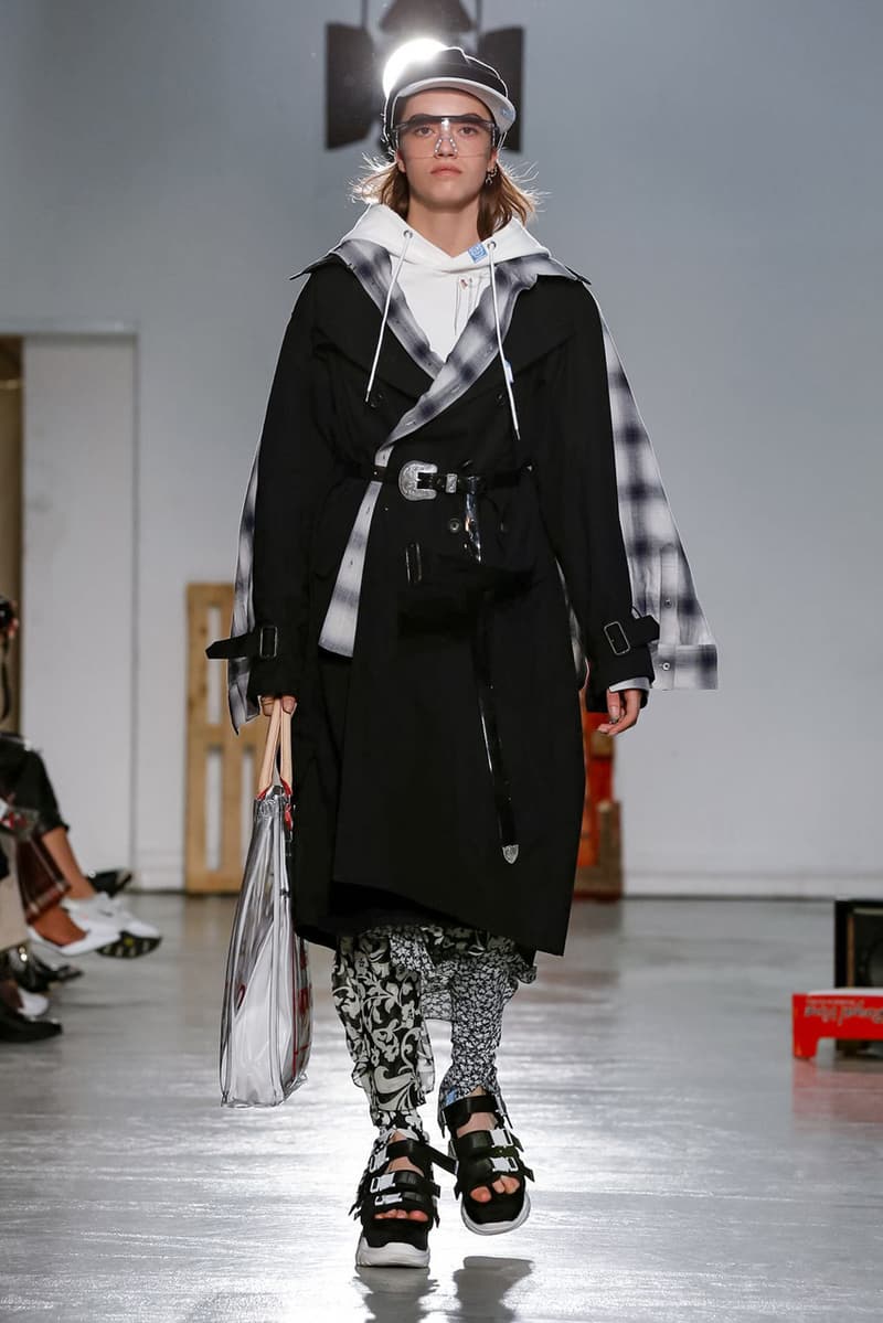 Maison Mihara Yasuhiro Spring Summer 2020 Collection Paris Fashion Week Melting sneakers deconstruction jackets runway fashion biker jacket flames plaid 