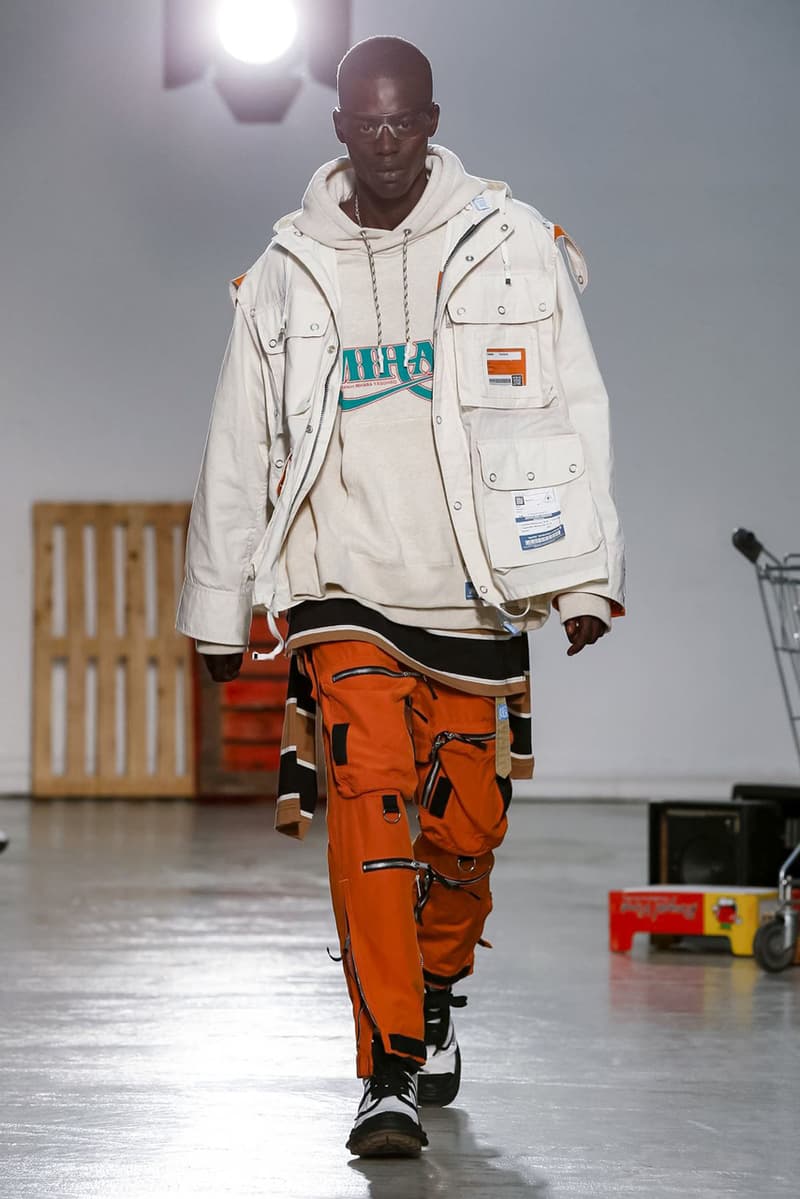 Maison Mihara Yasuhiro Spring Summer 2020 Collection Paris Fashion Week Melting sneakers deconstruction jackets runway fashion biker jacket flames plaid 