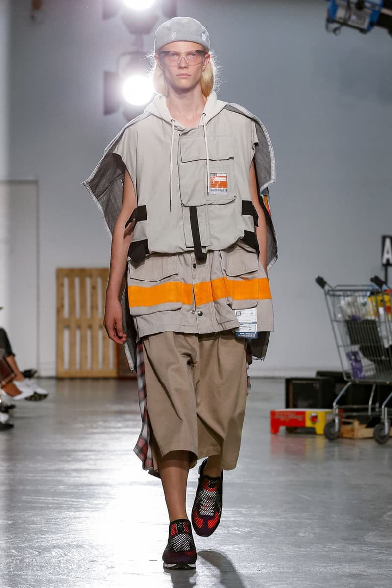 Maison Mihara Yasuhiro Spring Summer 2020 Collection Paris Fashion Week Melting sneakers deconstruction jackets runway fashion biker jacket flames plaid 