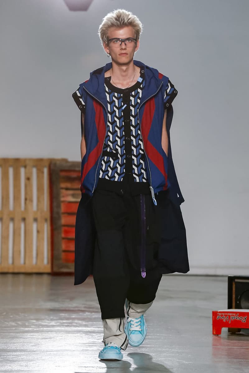 Maison Mihara Yasuhiro Spring Summer 2020 Collection Paris Fashion Week Melting sneakers deconstruction jackets runway fashion biker jacket flames plaid 