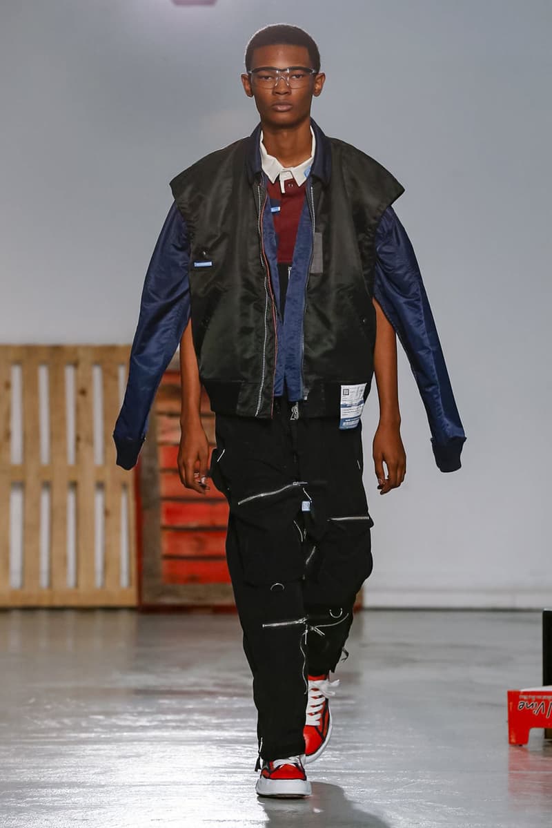 Maison Mihara Yasuhiro Spring Summer 2020 Collection Paris Fashion Week Melting sneakers deconstruction jackets runway fashion biker jacket flames plaid 