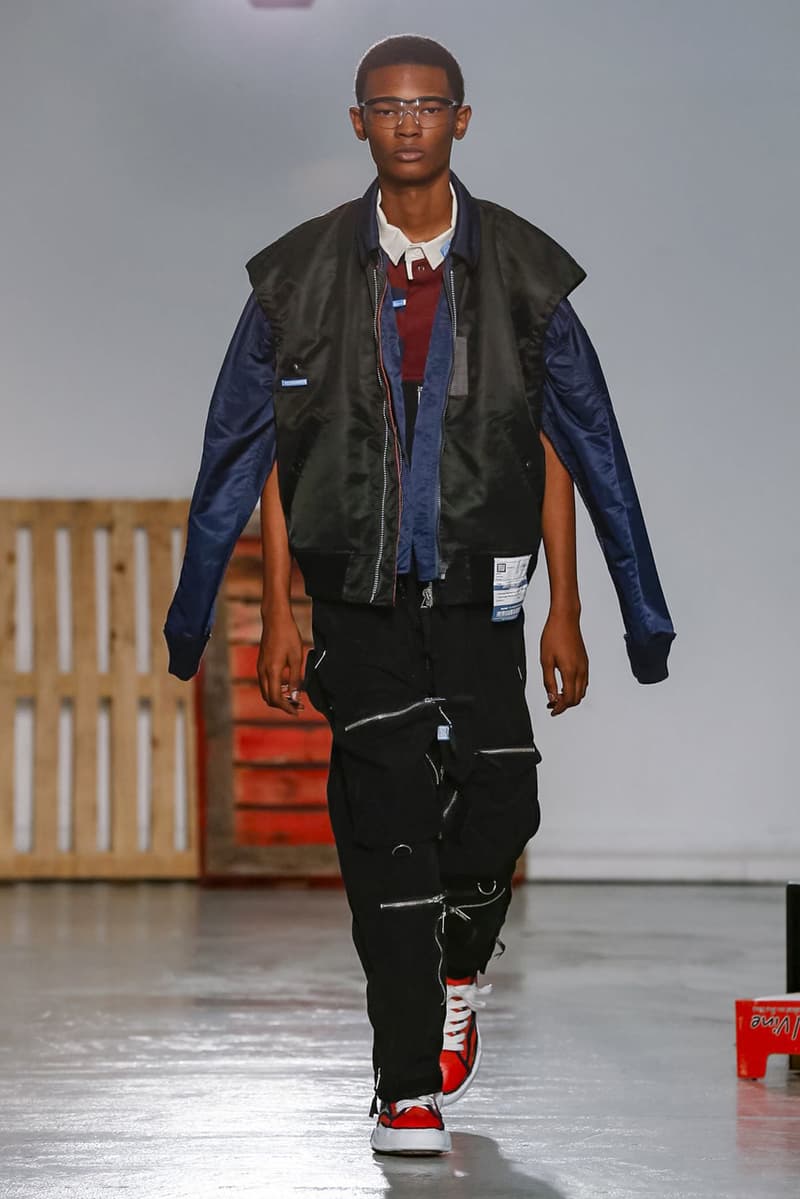 Maison Mihara Yasuhiro Spring Summer 2020 Collection Paris Fashion Week Melting sneakers deconstruction jackets runway fashion biker jacket flames plaid
