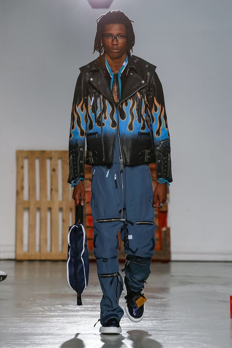 Maison Mihara Yasuhiro Spring Summer 2020 Collection Paris Fashion Week Melting sneakers deconstruction jackets runway fashion biker jacket flames plaid 