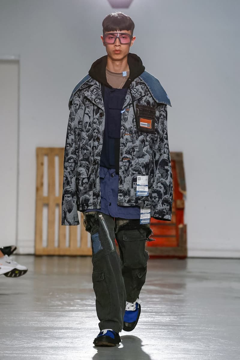 Maison Mihara Yasuhiro Spring Summer 2020 Collection Paris Fashion Week Melting sneakers deconstruction jackets runway fashion biker jacket flames plaid 