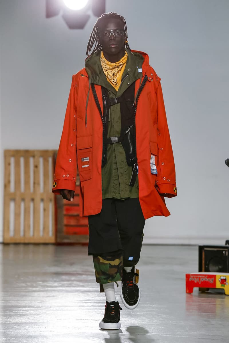 Maison Mihara Yasuhiro Spring Summer 2020 Collection Paris Fashion Week Melting sneakers deconstruction jackets runway fashion biker jacket flames plaid 