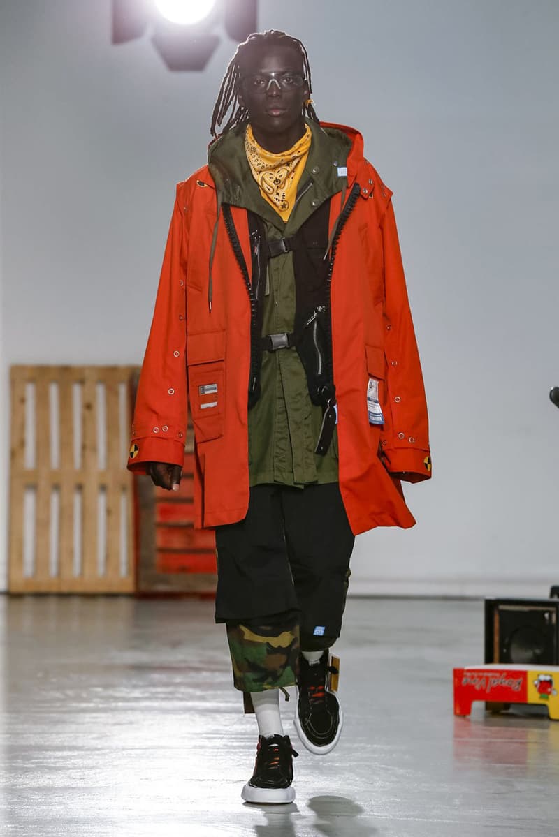 Maison Mihara Yasuhiro Spring Summer 2020 Collection Paris Fashion Week Melting sneakers deconstruction jackets runway fashion biker jacket flames plaid