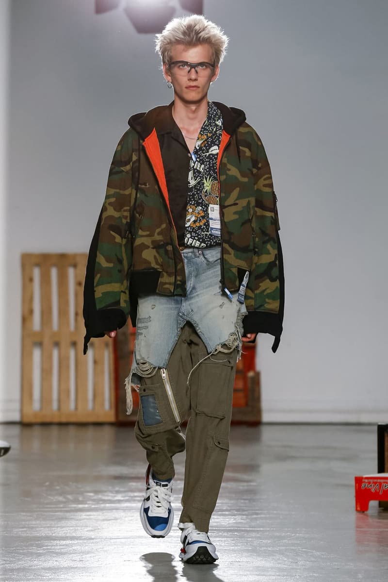 Maison Mihara Yasuhiro Spring Summer 2020 Collection Paris Fashion Week Melting sneakers deconstruction jackets runway fashion biker jacket flames plaid