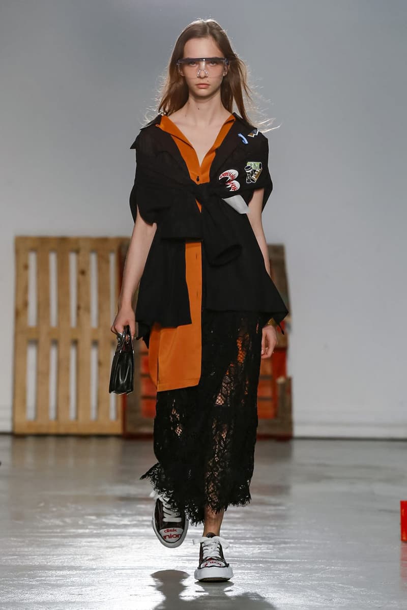 Maison Mihara Yasuhiro Spring Summer 2020 Collection Paris Fashion Week Melting sneakers deconstruction jackets runway fashion biker jacket flames plaid